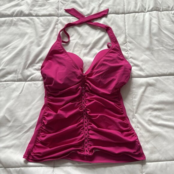 Gottex Swimsuit Set Tankini Top Womens Size 36D Swim Skirt Size 8 Pink Beach - Picture 9 of 13